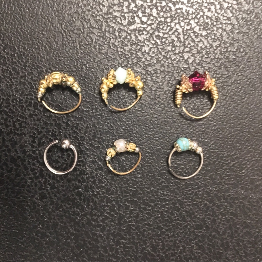 Gold bead captive nose ring hoop ball jewelry 22G - Picture 3 of 4